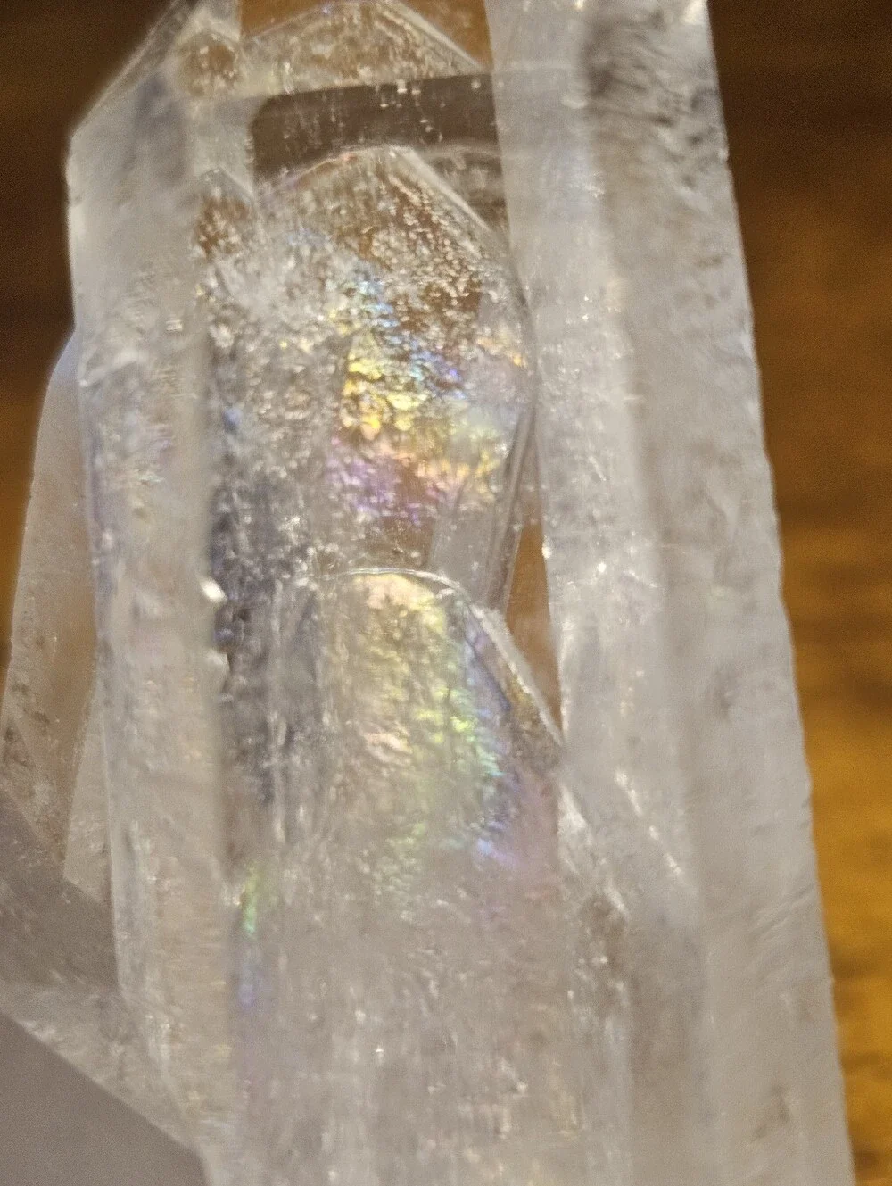 Rare Brazilian Rainbowy Clear Quartz Crystal Cluster - Translucent White Crystal